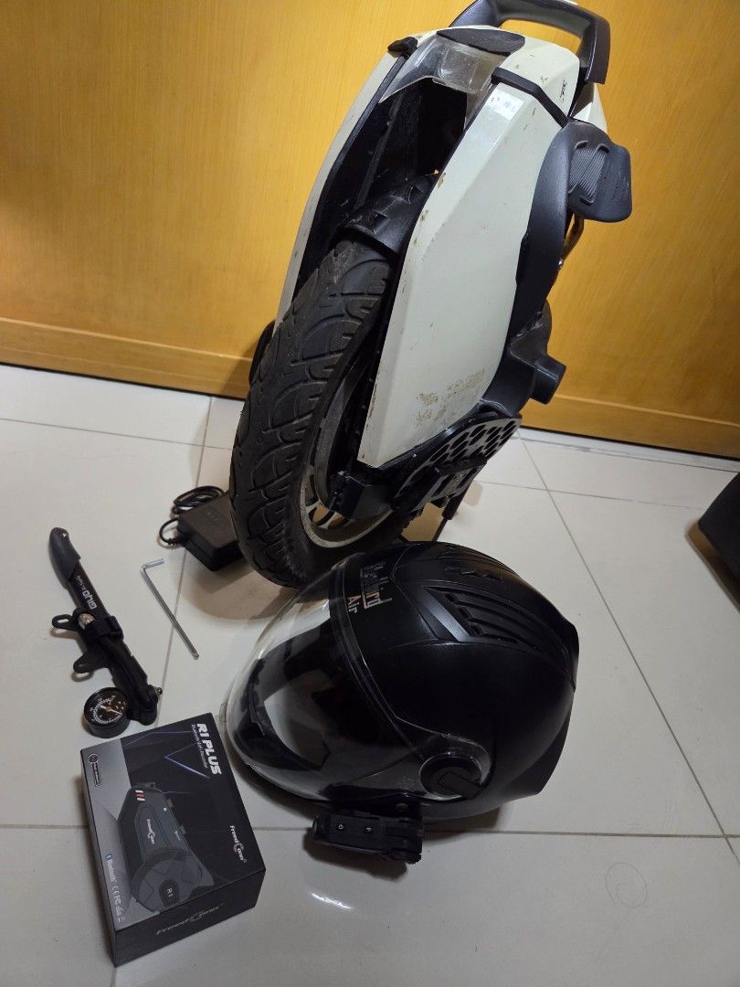 Electric Unicycle with Accessories (Category: Other Sports Equipment and Supplies) located in Taguig. Submitted by freefox-df5a (Listing ID 1461492107, Image 3). Description: All in. Complete set of two (2) electric unicycles with accessories (Ninebot and Kingsong brands). Comes with 2 helmets plus extra visor, chargers, communication system, camera, portable pump, blinkers, reflectors, bump pads, riding jackets, riding jeans, pads, riding gloves