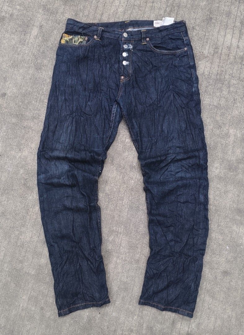 Evisu Selvedge denim pants (Category: Jeans) located in Cebu City. Submitted by archenggo (Listing ID 1461339881, Image 1). Description: Waist: 34-36 length: 41 hem: 7.5 free shipped Location Cebu Province.