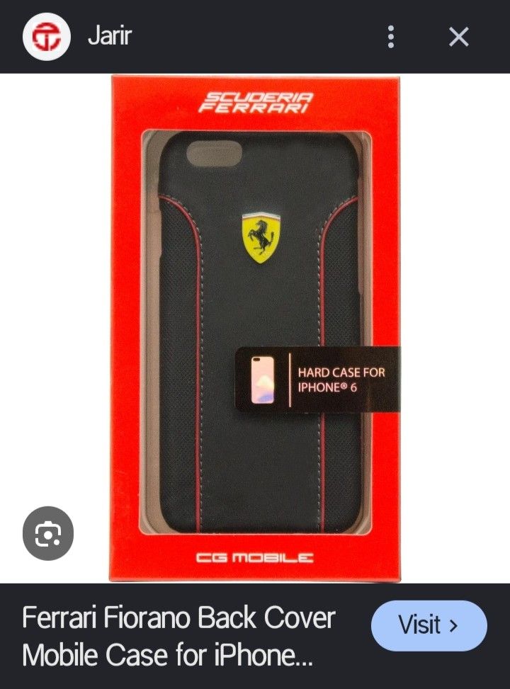 FERRARI APPLE IPHONE 6 PLUS HARD CASE (Category: Cases & Sleeves) located in Cabuyao City. Submitted by Bike_Clothing10 (Listing ID 1461359885, Image 1). Description: READ FIRST... FOR SALE: FERRARI APPLE IPHONE 6 PLUS HARD CASE Brandnew DS PRICE: 650 + SF (J&T) PICK UP OR SHIPPING ONLY LOC: Cabuyao Laguna -NO COD/COP- 📩PM FOR INQUIRIES...