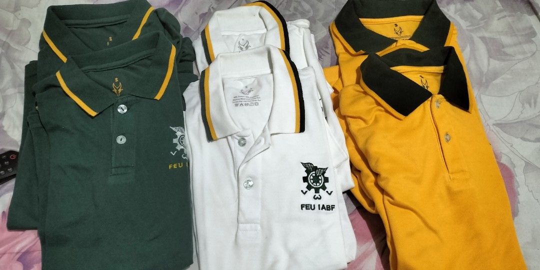 FEU IABF school Shirts (Category: Stationery & School Supplies) located in Quezon City. Submitted by jmtoy.closet (Listing ID 1461490966, Image 1). Description: Used for 1 semester only. Excellent condition. 250 - each 1250 - take all.