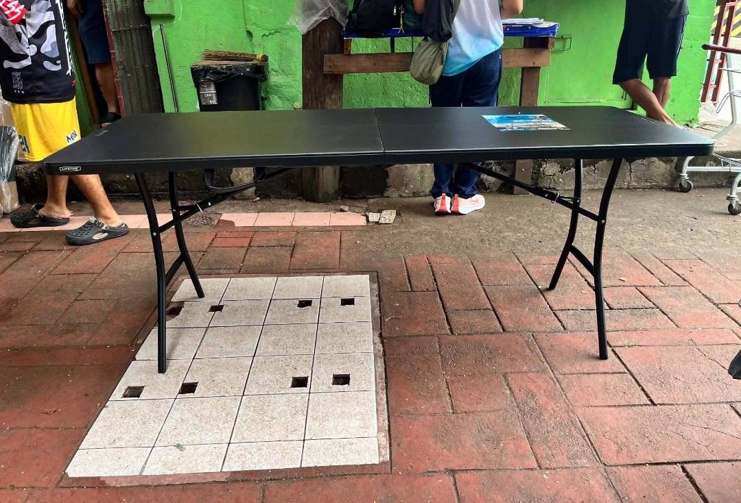 Foldable table Black lifetime brand (Category: Tables & Sets) located in Manila. Submitted by joydolor (Listing ID 1461489986, Image 2). Description: Foldable table 4ft black lifetime Folding table 2950 Adjustable thick 6ft Black Lifetime Folding Table Adjustable (Thick) 3650 Same day delivery Brand new Cod.