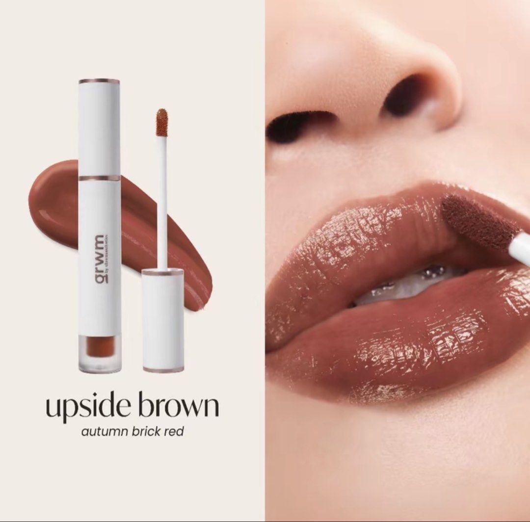 GRWM Tinted Lip Glaze in Upside Brown (Category: Makeup) located in Quezon City. Submitted by ukhy_shop (Listing ID 1461486545, Image 2). Description: - GRWM Tinted Lip Glaze - Shade: Upside Brown - Formula: Glossy Lipstain - Condition: Comes in original packaging, only swatched the product 🛒— ₱120 ONLY dm to avail ‼️.