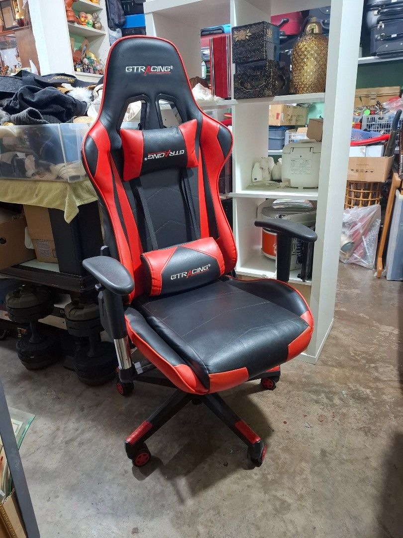 GTRacing Gaming Chair Red and Black (Category: Chairs) located in Santa Rosa. Submitted by echojapansurplus_01 (Listing ID 1461337183, Image 2). Description: - GTRacing Gaming Chair (Red & Black) - Adjustable Armrests - Includes Lumbar and Neck Pillows - Perfect for long gaming sessions or office work - Minor wear on seat and armrests, still very comfortable and functional.