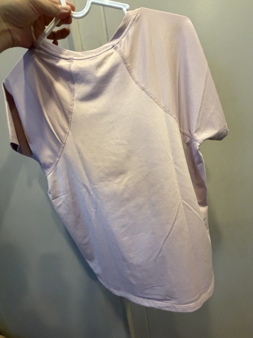GU Active S Size Light Pink T-shirt (Category: Activewear) located in Quezon City. Submitted by lyla_mnl (Listing ID 1461463796, Image 2). Description: - Brand: GU (bought from Japan) - Color: Light Purple - Size: S - Style: Short sleeves with raglan seams - Fabric: Textured - Perfect for: Workouts or casual wear.
