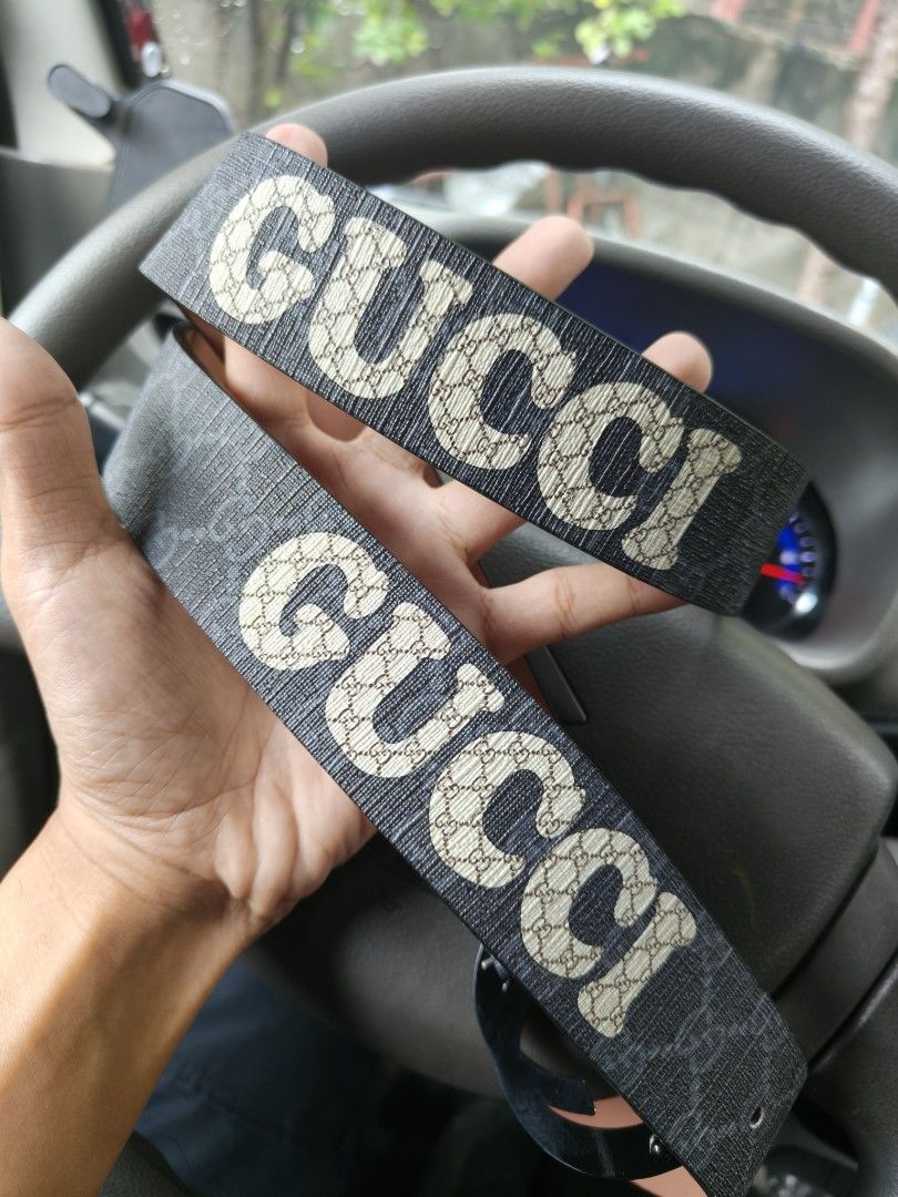 Gucci GG Monogram Belt with Buckle (Category: Belts) located in Davao. Submitted by navil01 (Listing ID 1461393977, Image 2). Description: - Gucci belt - Iconic GG monogram pattern - Large GG buckle - Made in Italy - Pinkish leather lining - Versatile accessory for any outfit - Please check photos for condition details.
