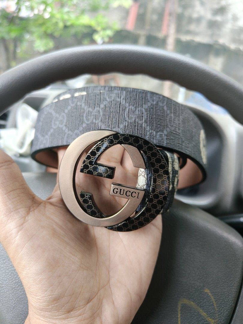 Gucci GG Monogram Belt with Buckle (Category: Belts) located in Davao. Submitted by navil01 (Listing ID 1461393977, Image 1). Description: - Gucci belt - Iconic GG monogram pattern - Large GG buckle - Made in Italy - Pinkish leather lining - Versatile accessory for any outfit - Please check photos for condition details.