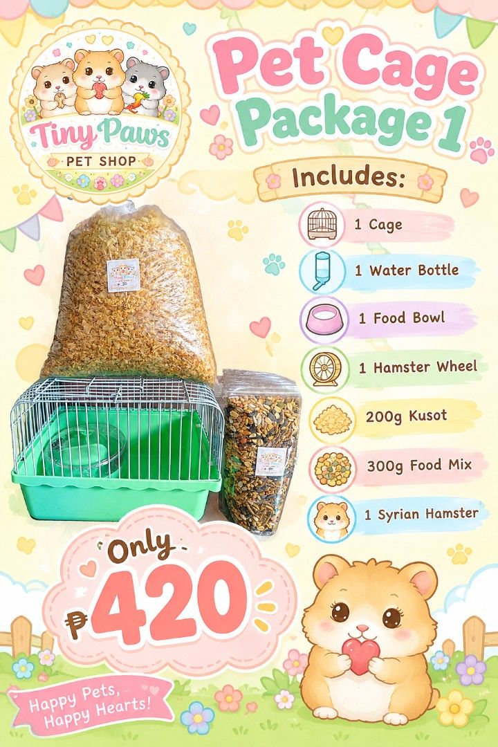 Hamster pet package (Category: Homes & Other Pet Accessories) located in Manila. Submitted by prelovedlittles (Listing ID 1461423757, Image 2). Description: 👉 FIXED PRICE, PASS SA TATAWAD! ❌ NO RESERVATION, UNLESS PAID! 📌 Batasan hills qc 📌 Landmark: (Our lady of fatima chapel) 🚘 Lalamove/j&t/pick-up 💸 GCASH PAYMENT ONLY, NO COD! ❌ PAYMENT FIRST FOR LALAMOVE AND J&T! 👉 Sf shouldered by buyer.