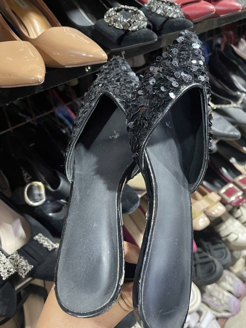 Hand Made Vintage Black Sequin Pointed Toe Flats (Category: Flats & Sandals) located in Lapu Lapu. Submitted by ruby_welly22 (Listing ID 1461348972, Image 1). Description: - Stunning black flats covered in dazzling sequins - Elegant pointed toe design - Comfortable low heel - Marked as size 230 (Philippine size 1.5) - Versatile: dress up or down - Unique, handmade vintage piece.