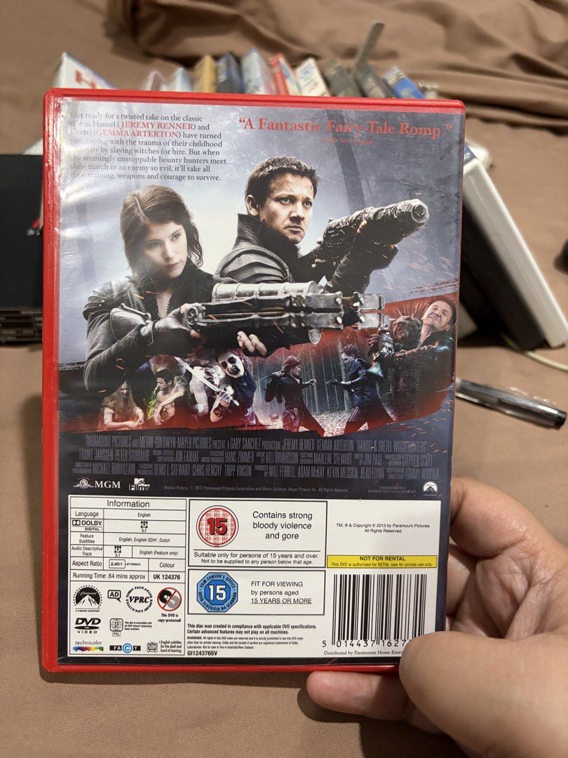 Hansel & Gretel Witch Hunters DVD (Category: CDs & DVDs) located in Caloocan City. Submitted by gamegirl97 (Listing ID 1461389568, Image 2). Description: - Action-packed dark fantasy film - Stars Jeremy Renner and Gemma Arterton as siblings hunting witches - Features lots of action and dark fantasy elements - Rated 15 - Running time: 84 minutes - Great for fans of dark fairy tales and action movies.