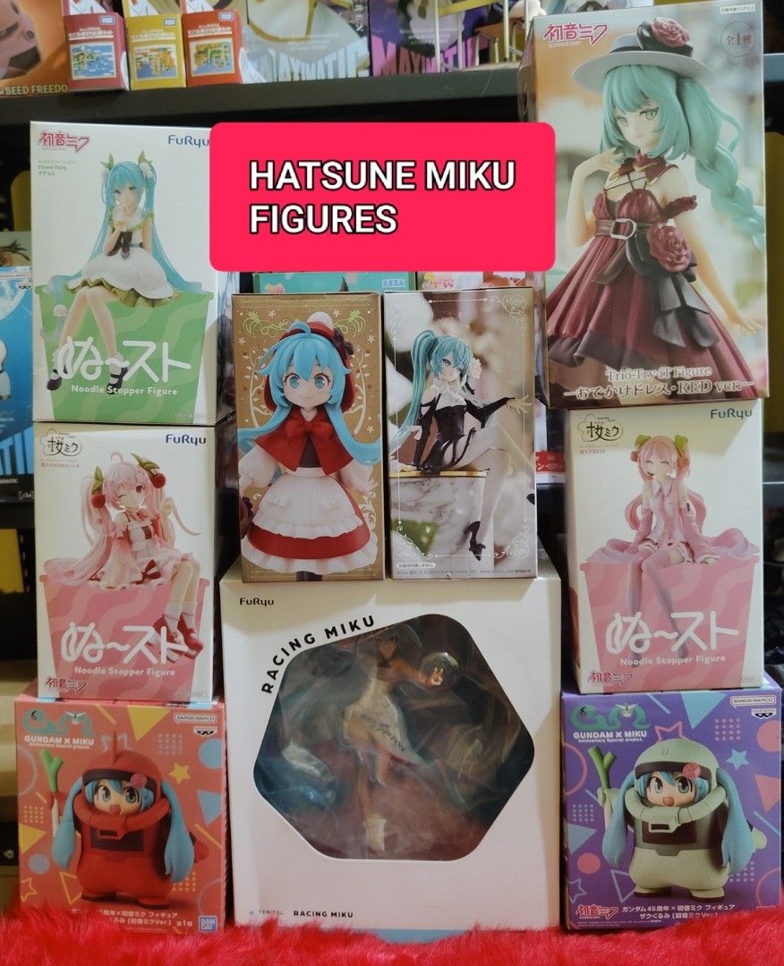 Hatsune Miku Figures| Vocaloid Figure (Category: Figurines & Statues) located in Manila. Submitted by millennium_hobby_shop (Listing ID 1461365472, Image 1). Description: Hatsune Miku Figures - Shipping from Malabon City. Price List / Condition: 1. Noodle Stopper Figures - 799 pesos each. BRAND NEW and MISB. 2. Noddle Stopper sa 4th pic - 699 pesos. BRAND NEW and MIB. 3. Miku X Gundam - 899 pesos each. BRAND NEW and MIB. 4. Miku Red Dress Figure 