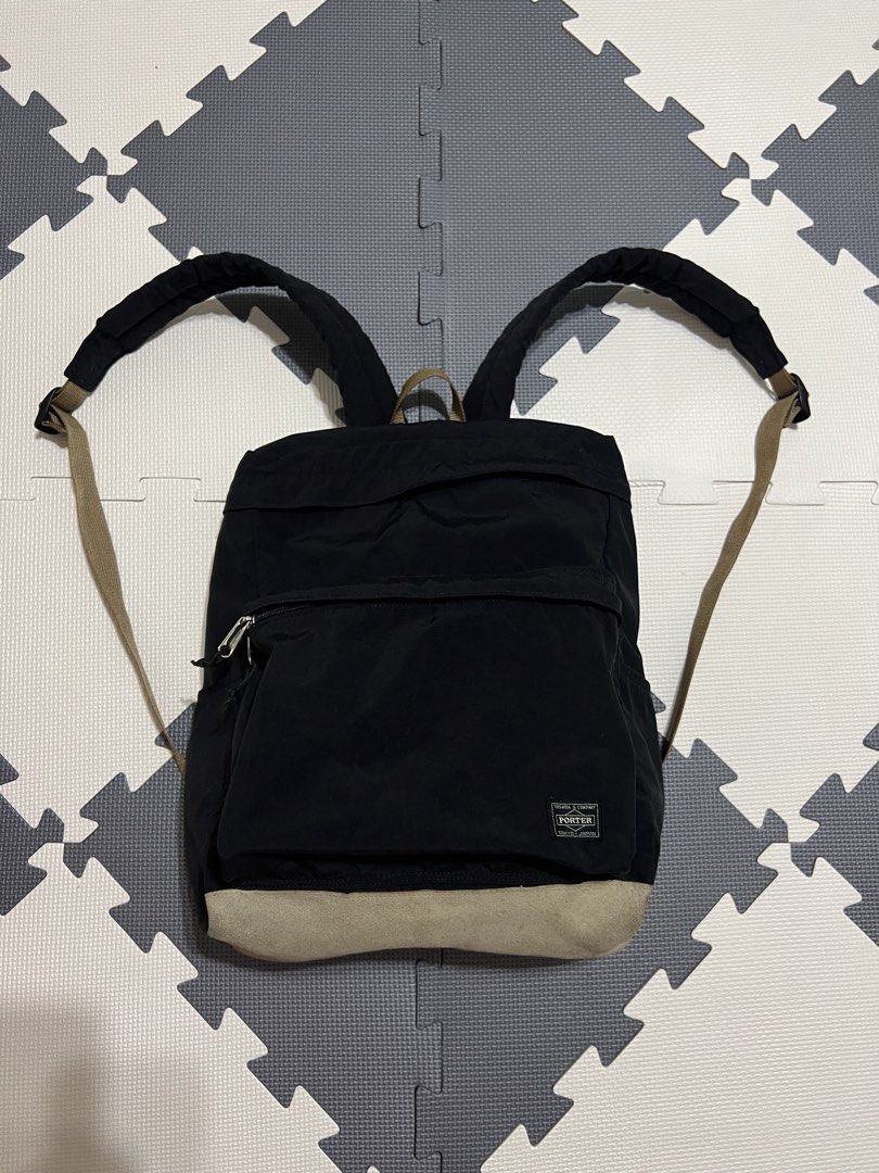 Head Porter Suede Bottom Daypack Backpack (Category: Backpacks) located in Antipolo. Submitted by its.okay.to.thrift (Listing ID 1461331710, Image 1). Description: Dimension: around 14x15 inches boxy Compartment: main and what looks like a laptop sleeve. 1 main big pocket outside and 2 side pockets Condition: Very good condition. Some fades and scratches. Main issue is the suede bottom. Upper material likely bled into the suede during washing. MO