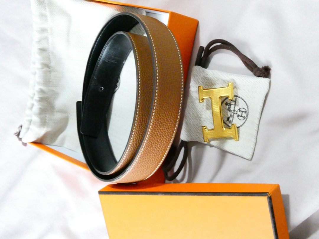 Hermes Belt with Gold H Buckle (Category: Belts) located in Quezon City. Submitted by shopwithfrance (Listing ID 1461550544, Image 2). Description: - Authentic Hermes belt - Guilloche - Comes Complete - reversible black and gold - size 85.