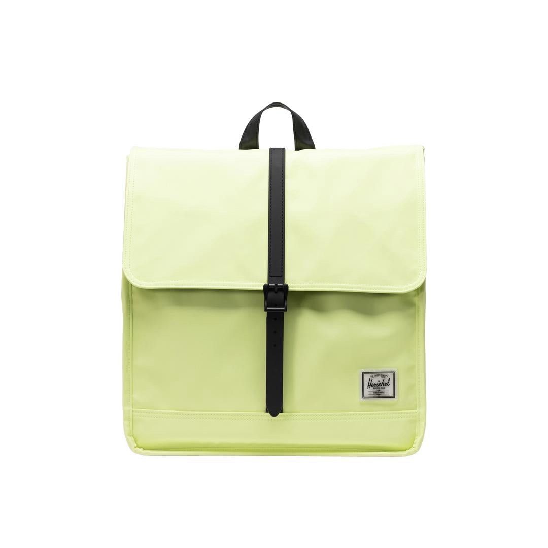 Herschel City Backpack (Weather Resistant) (Category: Backpacks) located in Cebu City. Submitted by jazziejazz (Listing ID 1461450437, Image 1). Description: -Color: Shadow Lime -Volume: 14L -Dimensions: 16.25”(H) × 11.5”(W) × 5.5”(D) ‘-Made from 9 post-consumer water bottles -100% recycled main body fabric -Matte TPE coating -13in/14in laptop sleeve -magnet fastened Rubber strap with metal pin buckle -slim Padded shoulder straps -Hidden storage 