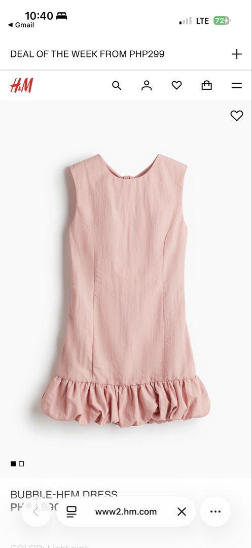 H&M Bubble Hem Dress - Pink (Category: Dresses) located in Marikina City. Submitted by tinecy (Listing ID 1461507383, Image 1). Description: - Cute pink dress from H&M - Sleeveless design - Gathered bubble hem - Tie detail at the neckline - Ideal for casual outings and everyday wear - Easy to style and comfortable.