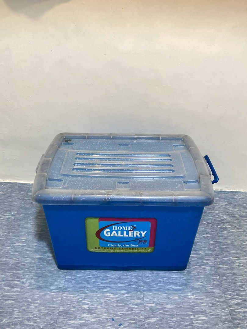Home Gallery Blue Storage Box with Lid (Category: Storage Boxes & Baskets) located in Manila. Submitted by nate_.vergara (Listing ID 1461472585, Image 1). Description: WALANG ISSUE PO ITO, DAMIT LANG NILAGAY WALANG SIRA MGA LOCK AT WHEELS - 210 LITERS.