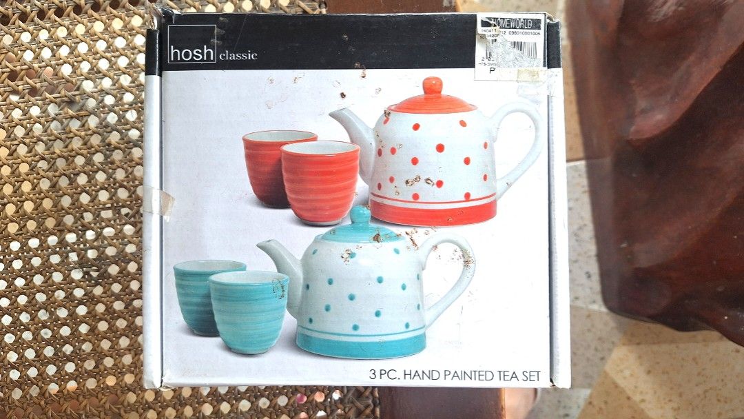 Hosh Classic 3 Pc Hand Painted Tea Set (Category: Coffee & Tea Tableware) located in Quezon City. Submitted by tinylittlecorner (Listing ID 1461522440, Image 1). Description: Cute hand-painted Hosh Classic tea set. Includes teapot (500ml) and 2 cups (118ml each). Vintage polka dot design. Perfect for tea/coffee. Original packaging..