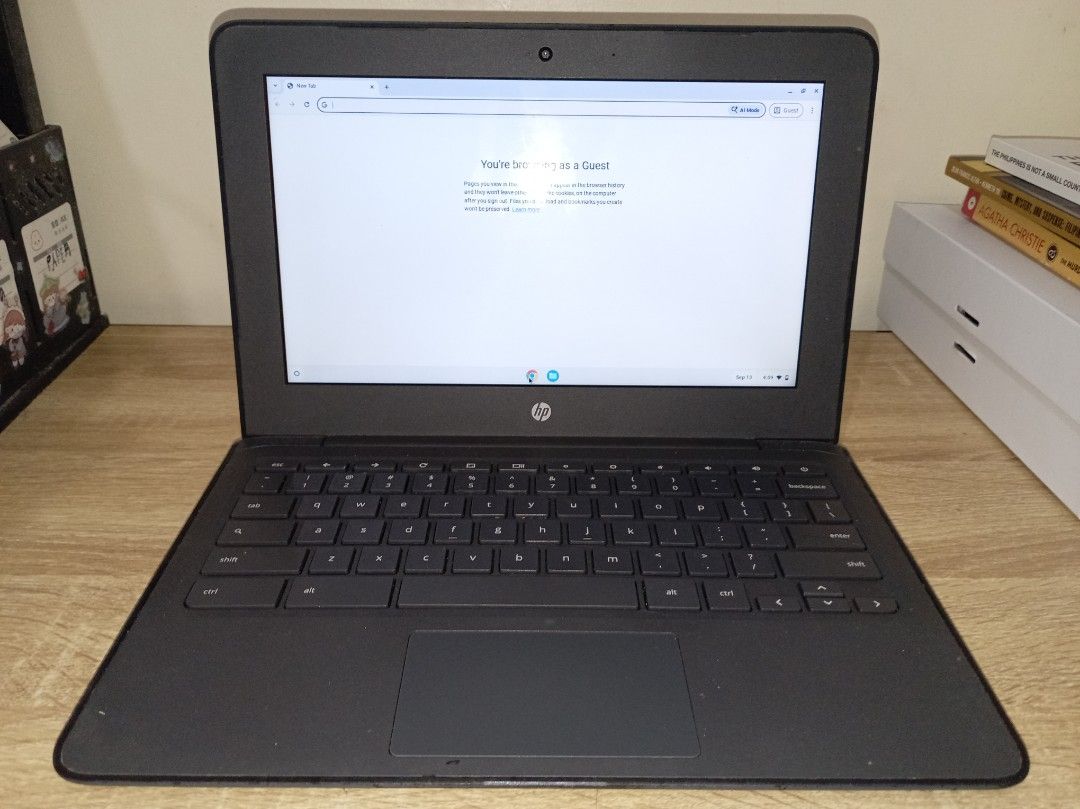 HP Chromebook 11 G6 EE (Category: Laptops & Notebooks) located in Marikina City. Submitted by pixelsandletters (Listing ID 1461410390, Image 2). Description: Specs: Chrome OS: 144.0.7559.261 Display: 11.6" HD Anti - Glare, LED, Brightview, Ultra Wide Viewing Angle, Touch On Panel Touch, Slim (3.0 mm) Resolution: 1366x768 Processor/CPU: Intel Celeron DualCore N3350 1.1 GHz (up to 2.4 GHz), 650 MHz, DualCore 6W Memory: 4 GB Storage: 32 GB physical,