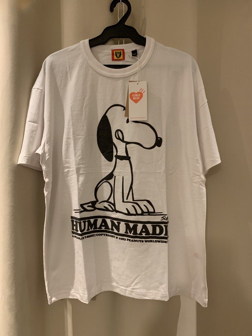 Human Made x Peanuts Snoopy T-Shirt White (Category: Tshirts & Polo Shirts ) located in Manila. Submitted by vintaurafindsco. (Listing ID 1461453876, Image 1). Description: - Brand new Human Made x Peanuts collaboration t-shirt - Features iconic Snoopy graphic on the front - Classic white color - Text on the back reads 'The Future Is In The Past' - Original tags still attached - A must-have for Snoopy and Human Made fans - Size: [insert size here