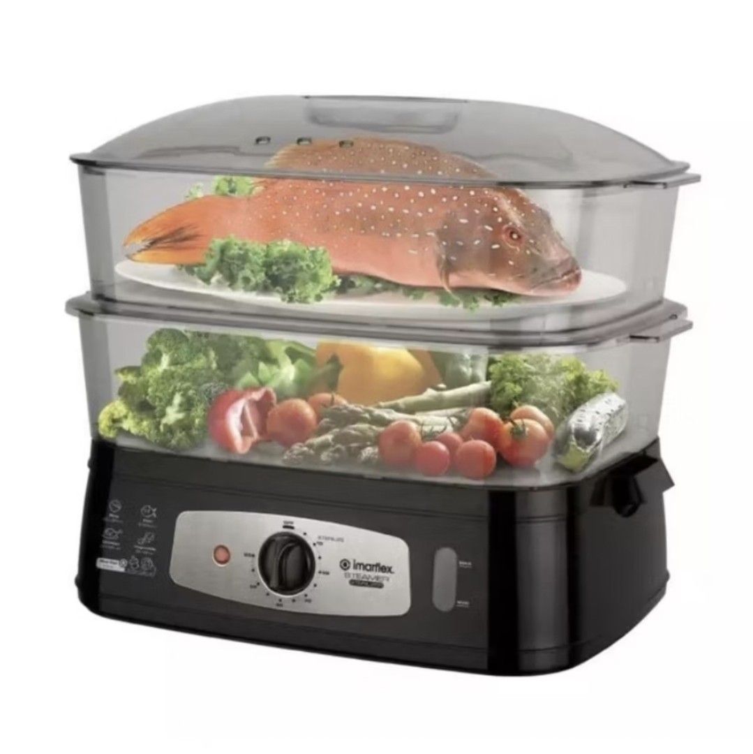 Imarflex Multi-Purpose Steamer & Sterilizer IST-2000S (Category: Other Kitchen Appliances) located in Las Pinas. Submitted by shinecandaba (Listing ID 1461401990, Image 1). Description: - Imarflex Multi-Purpose Steamer & Sterilizer - 20 Liters Capacity - Twin Heaters for Rapid Steam - 60-Minute Timer with Power Light Indicator - 3L Water Tank with Water Level Indicator - Includes Low Sugar Rice Bowl - Detachable Steam Tray Base for Extra Capacity