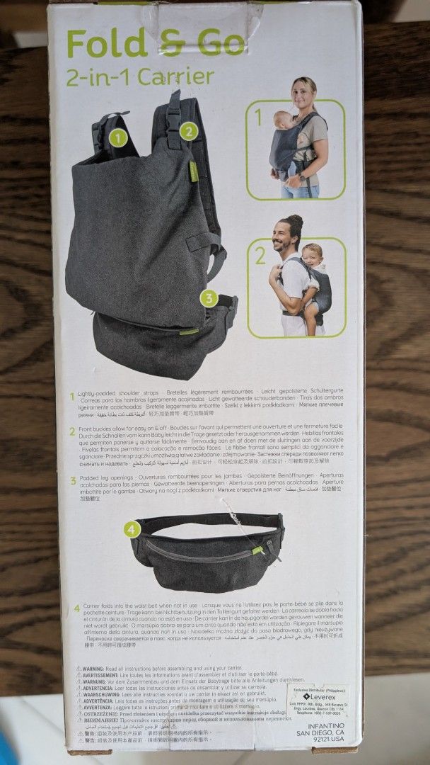 Infantino Fold & Go 2-in-1 Carrier (Category: Carriers & Slings) located in Santa Rosa. Submitted by kakaswardrobe (Listing ID 1461349132, Image 1). Description: Infantino Fold & Go 2-in-1 Carrier - Two carrying positions - Folds compactly into the waist belt for easy storage Used once only, washed, then stored. I had other carriers my baby preferred..