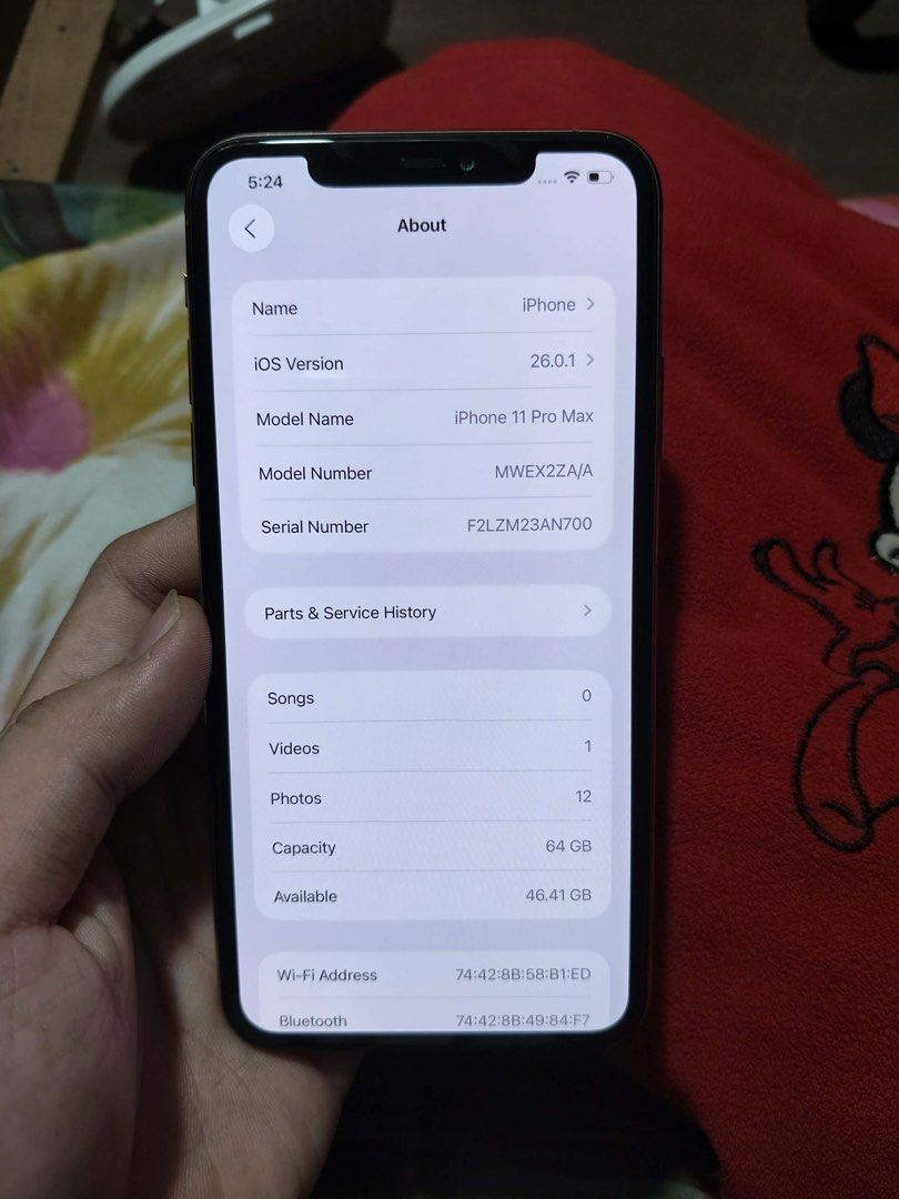 IPHONE 11 PRO MAX (Category: iPhone 11 Series) located in Manila. Submitted by nazndv (Listing ID 1461538855, Image 3). Description: MAY TRUE TONE WALANG FACE ID NO HISTORY OF REPAIR .
