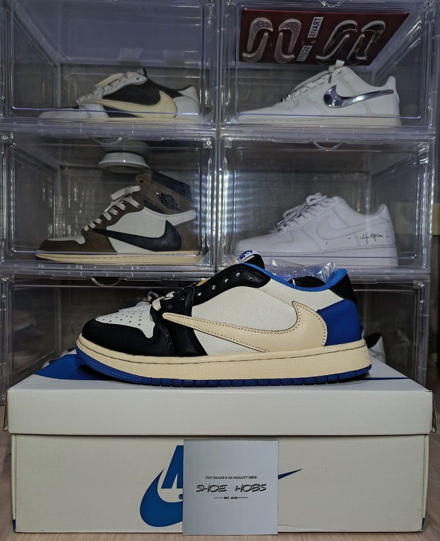 J1 TRAVIS SCOTT FRAGMENT (Category: Sneakers & Footwear) located in Tarlac. Submitted by michealjustin9 (Listing ID 1461532038, Image 1). Description: J1 TRAVIS SCOTT OG 'FRAGMENT' - EXCELLENT CONDITION - NO HEELDRAGS - NO SIGN OF CREASING - CLEANED PAIR - DOUBLE INSOLE PADDING - BNEW CREAM WAX LACE ATTACHED - BOX / 3 EXTRA LACES (1 WAX LACE) - NO ISSUE - PAPER BAG - SIZE: US 8 / EURO 41 - ₱950.
