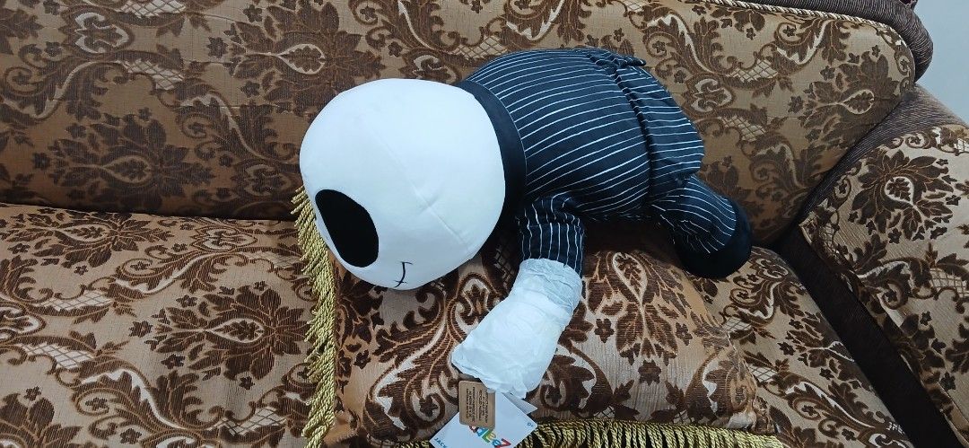 Jack Skellington Plush Toy Pillow (Category: Plushies & Soft Toys) located in San Pablo. Submitted by stuffiescorner4 (Listing ID 1461399081, Image 2). Description: Cute Jack Skellington plush pillow. Great for fans of The Nightmare Before Christmas. Soft and huggable. Perfect for your couch or bed. Measures about [insert size if known]. Comes with original tags attached..