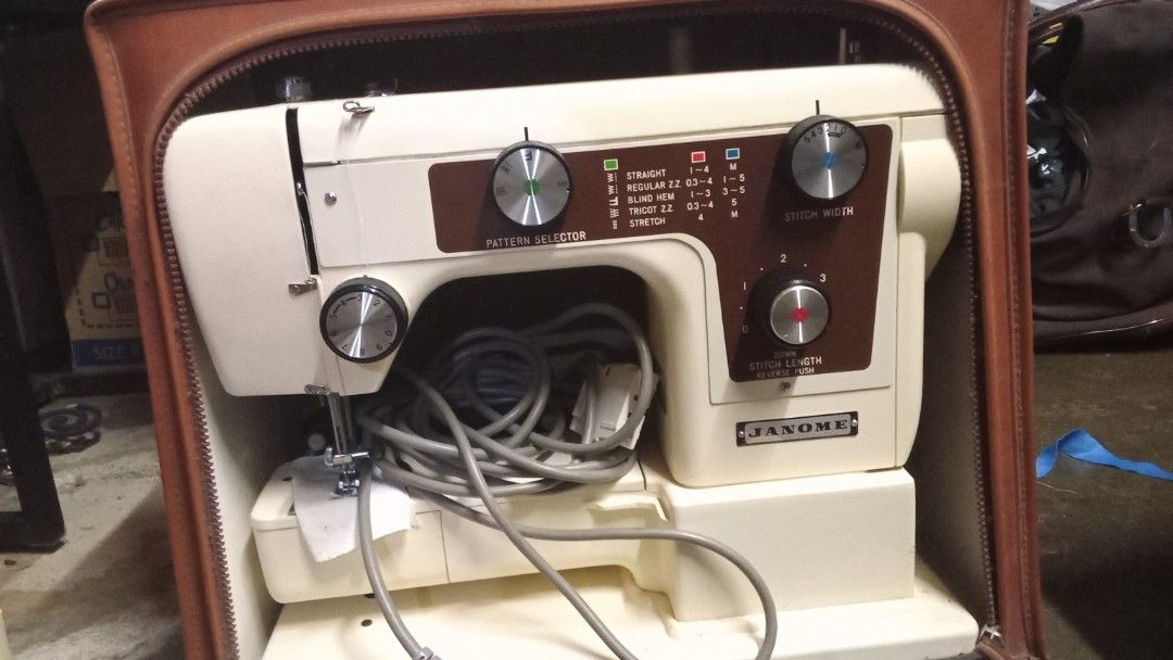 Janome Sewing Machine with Case (Category: Craft Supplies & Tools) located in Manila. Submitted by jason.031498 (Listing ID 1461459358, Image 3). Description: - Vintage Janome sewing machine - Comes with original carrying case - Multiple stitch patterns and width settings - Includes power cord and foot pedal - Ideal for various sewing projects - Ready for its next owner.