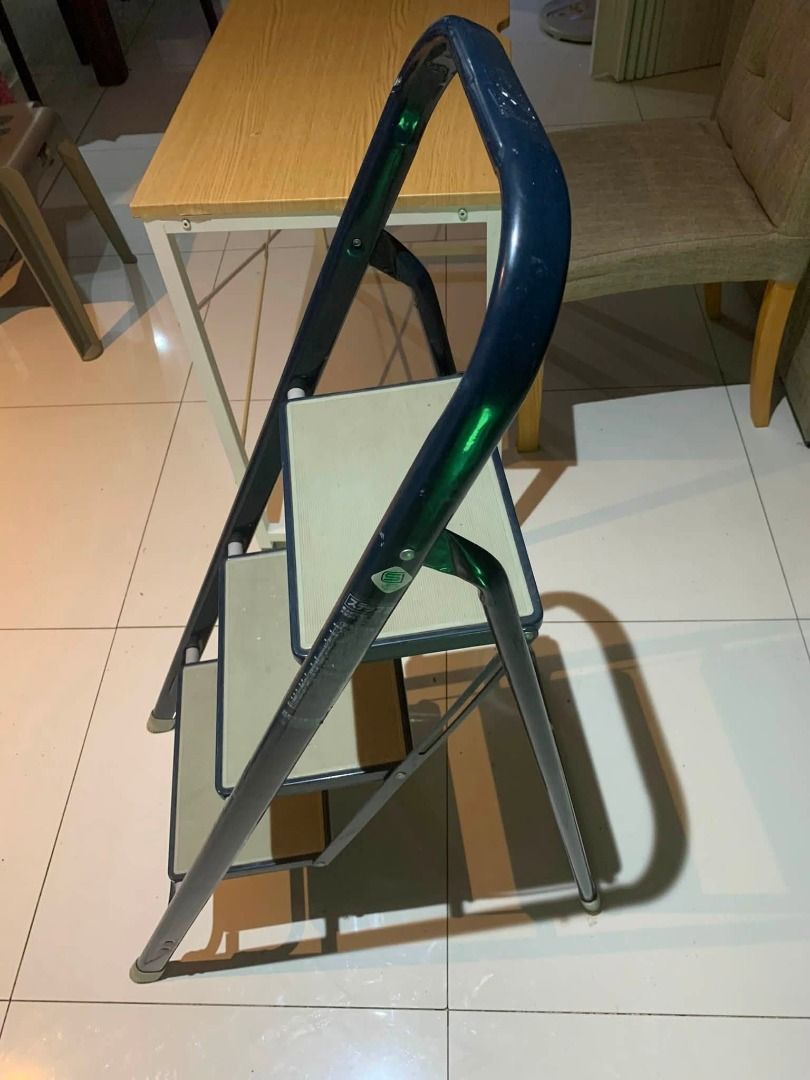 JAPAN 3 step folding ladder HEAVY DUTY (Category: Ladders & Steps) located in Las Pinas. Submitted by aron.aron (Listing ID 1461520294, Image 2). Description: JAPAN 3 step folding ladder HEAVY DUTY LAS PINAS near city hall - Compact 3-step folding step stool - Made of sturdy metal - Non-slip surface on steps for safety - Folds flat for easy storage and portability - Ideal for reaching high shelves or quick tasks.