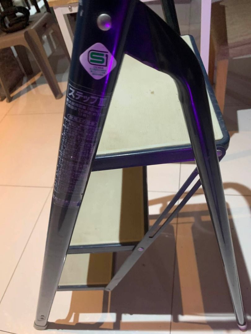 JAPAN 3 step folding ladder HEAVY DUTY (Category: Ladders & Steps) located in Las Pinas. Submitted by aron.aron (Listing ID 1461520294, Image 3). Description: JAPAN 3 step folding ladder HEAVY DUTY LAS PINAS near city hall - Compact 3-step folding step stool - Made of sturdy metal - Non-slip surface on steps for safety - Folds flat for easy storage and portability - Ideal for reaching high shelves or quick tasks.