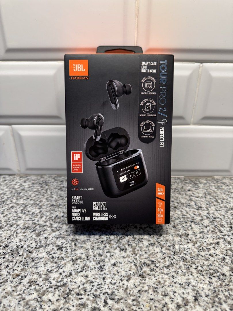 JBL Tour Pro 2 (Category: Earphones) located in San Juan City. Submitted by kevnebrida (Listing ID 1461520846, Image 1). Description: Selling JBL Tour Pro 2 (Sealed) Brand New!! Original Price: P14,299 Adaptive Noise Cancelling (ANC) Smart Charging Case with Touchscreen JBL Pro Sound 6-Mic Crystal Clear Calls JBL Spatial Sound Up to 40 Hours Battery Life Fast Charging + Wireless Charging IPX5 Water Resistant Customizable via JBL Headphones App.