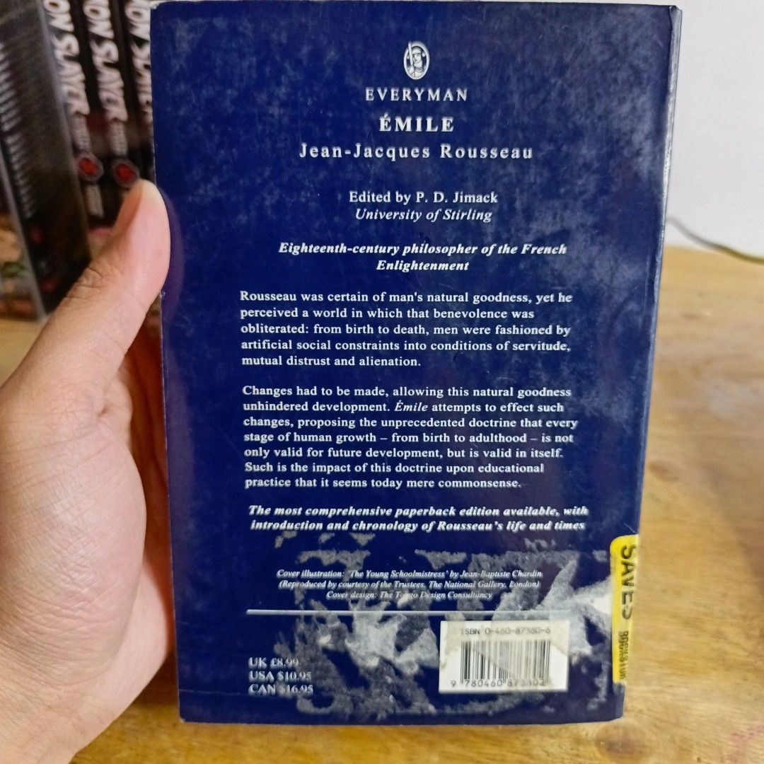 Jean-Jacques Rousseau Emile Everyman (Category: Storybooks) located in Manila. Submitted by shelfenjoyment (Listing ID 1461559347, Image 3). Description: few underlines in the intro. the rest is clean.