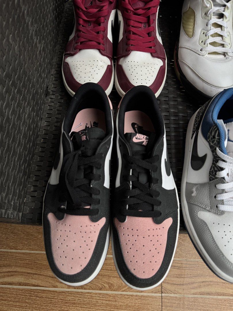 Jordan Shoes (Category: Casual Shoes) located in Santa Rosa. Submitted by southkid.vintage (Listing ID 1461406865, Image 2). Description: Jordan 1 Low Coral (Pink) - US 10 (₱5,000) Jordan 1 Low SE True Blue - US 10 (₱7,000) Jordan 1 Low Noble Red - US 10 (₱4,000) Jordan 5 Fire Red - US 10.5 (₱7,000) authentic pairs with box and extra laces (hahanapin pa) take all for ₱22,000.