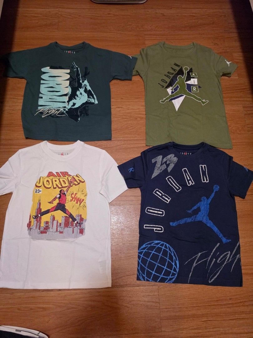 Jordan T-Shirts Bundle - Various Designs (Category: Babies & Kids Fashion) located in Manila. Submitted by philgabjhn (Listing ID 1461345843, Image 1). Description: - Bundle of 8 Jordan t-shirts - All shirts are size Medium (M) - Includes a variety of graphic prints and all-over patterns - Colors: Olive green, navy blue, dark green, white, red, dark grey, and black - Ideal for any Jordan enthusiast -get all for only 3,800 or 500 each except item 