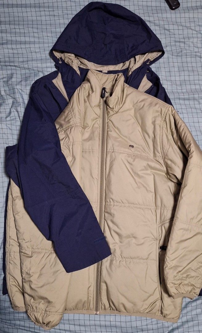 Lacoste Navy Blue 3-in-1 Jacket with Removable Inner Layer (Category: Coats, Jackets and Outerwear) located in Manila. Submitted by ags028705 (Listing ID 1461560326, Image 2). Description: - Navy blue Lacoste jacket - 3-in-1 design with removable tan puffer inner - Durable YKK zippers - unused kept only vintage collectible - Perfect for various weather conditions.
