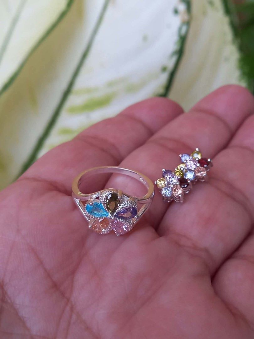 Legit s925 multicolor Stones Ring 5.5 and stud earrings (Category: Precious Stones) located in Naga. Submitted by happeemarket (Listing ID 1461456831, Image 3). Description: Ring 5.5 Bought from Subasta kaya po diko alam san galing.