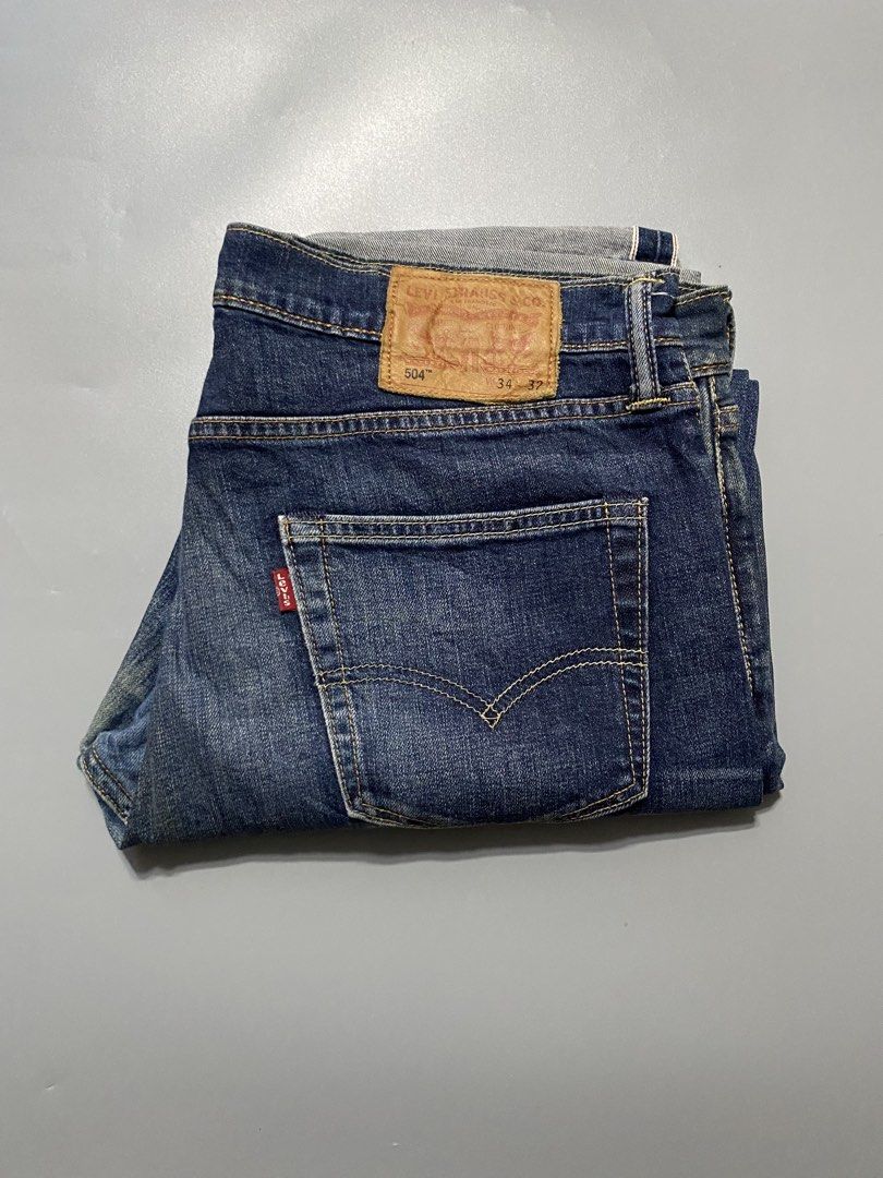 Levi's 504 Jeans Selvedge (Category: Jeans) located in Manila. Submitted by delunakenn94368 (Listing ID 1461538294, Image 1). Description: - Classic Levi's 504 Jeans - Blue Denim Wash with Fading & Whiskering - Straight Leg Fit - Size: 34 Waist, 32 Inseam - Button Fly Closure - Ideal for Everyday Wear.