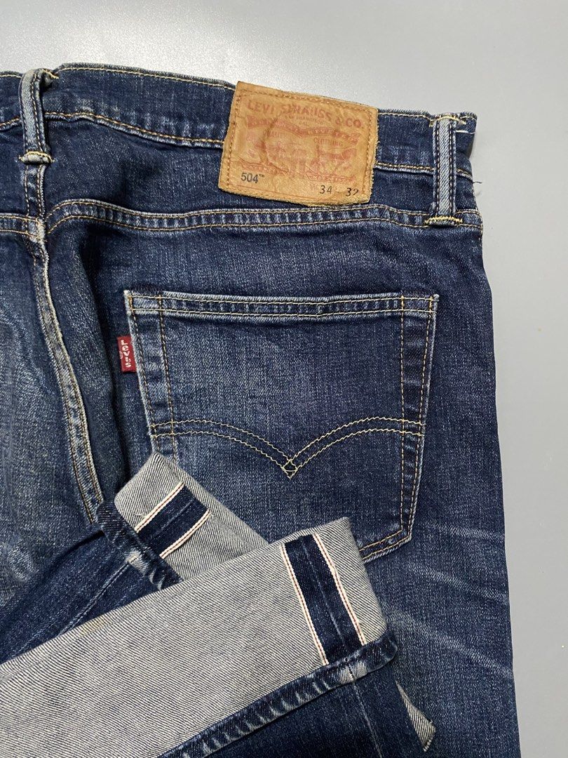 Levi's 504 Jeans Selvedge (Category: Jeans) located in Manila. Submitted by delunakenn94368 (Listing ID 1461538294, Image 2). Description: - Classic Levi's 504 Jeans - Blue Denim Wash with Fading & Whiskering - Straight Leg Fit - Size: 34 Waist, 32 Inseam - Button Fly Closure - Ideal for Everyday Wear.