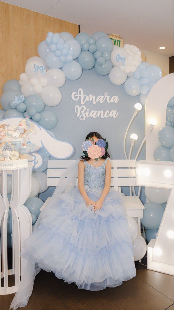 Light Blue Tulle Ruffle Gown with Sequins (Category: Evening dresses & gowns) located in Valenzuela. Submitted by amarabiancatiu (Listing ID 1461356923, Image 3). Description: - Stunning light blue gown perfect for special occasions. - Features a dazzling sequined bodice. - Full, tiered tulle skirt for a princess-like look. - Comes with a delicate sheer cape. - Ideal for parties, birthdays, and formal events. used once during my daughter’s 7th bi