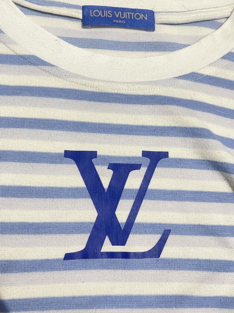 Louis Vuitton Striped Monogram T-Shirt (Category: Tshirts & Polo Shirts ) located in Manila. Submitted by hiddenvaultph (Listing ID 1461488572, Image 2). Description: Width: 26.5 Length: 29 Excellent condition Color rate: 9/10 No issue MOP: Gcash Shipping: JNT Location: Antipolo.
