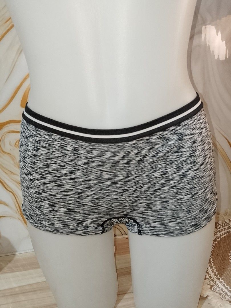 M: George Boy Shorts M/M Grey Marled Pattern (Category: Undergarments & Loungewear) located in Manila. Submitted by truecrystal-1407 (Listing ID 1461545562, Image 1). Description: - Brand: George - Style: Boy Shorts boyleg - Color: Grey marled with black & white striped waistband - Material: Polyester, Nylon, Spandex blend (for stretch) - Size: M/M - Features: Comfortable, great for everyday wear.