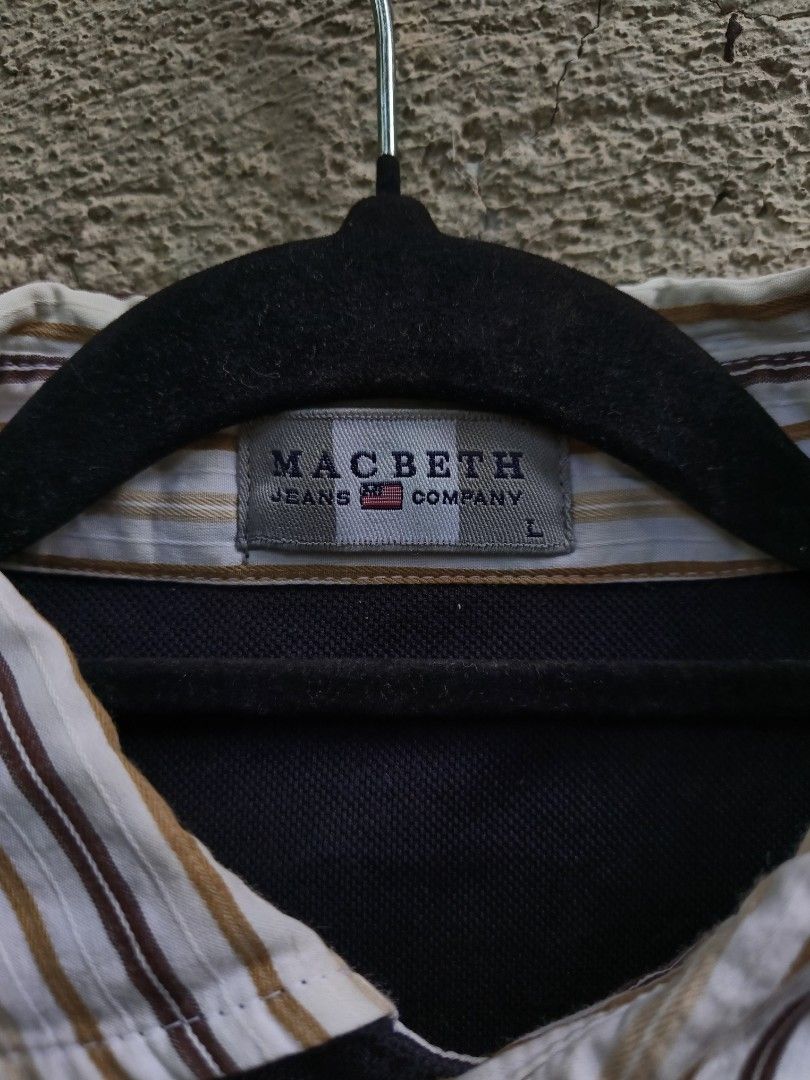 MACBETH BLACK POLO SHIRT (Category: Formal Shirts) located in Manila. Submitted by isaacquillobe12 (Listing ID 1461330836, Image 3). Description: SIZE: L27- W 20.