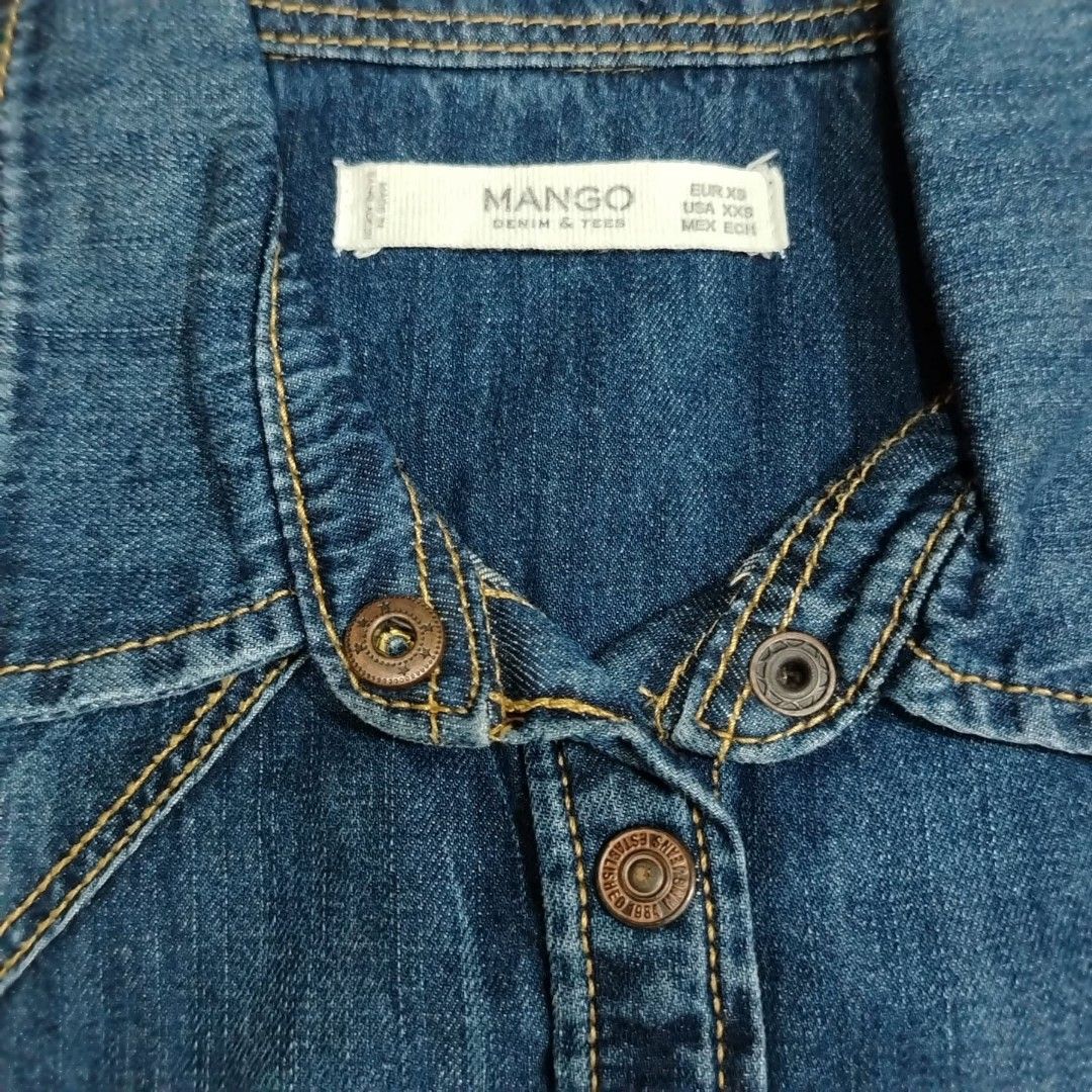 Mango Medium Wash Long Sleeve Denim Button-Down Shirt (Category: Longsleeves) located in Cavite. Submitted by lune.and.lore (Listing ID 1461332745, Image 2). Description: 𓏲𝄢 ┆ Mango Medium Wash Long Sleeve Denim Button-Down Shirt ♡ item code : NIN - 124 🀢 condition : brand new, no flaws, need wash 𖤝 size : xs - s (xs on tag) 𖤝 original price : ₱2,490 – ₱3,490 𖤝 price : sol ₱250 (au) 𓋜 MOD : J&T 𓋜 MOP : GCash ⚚ check highlights for terms a