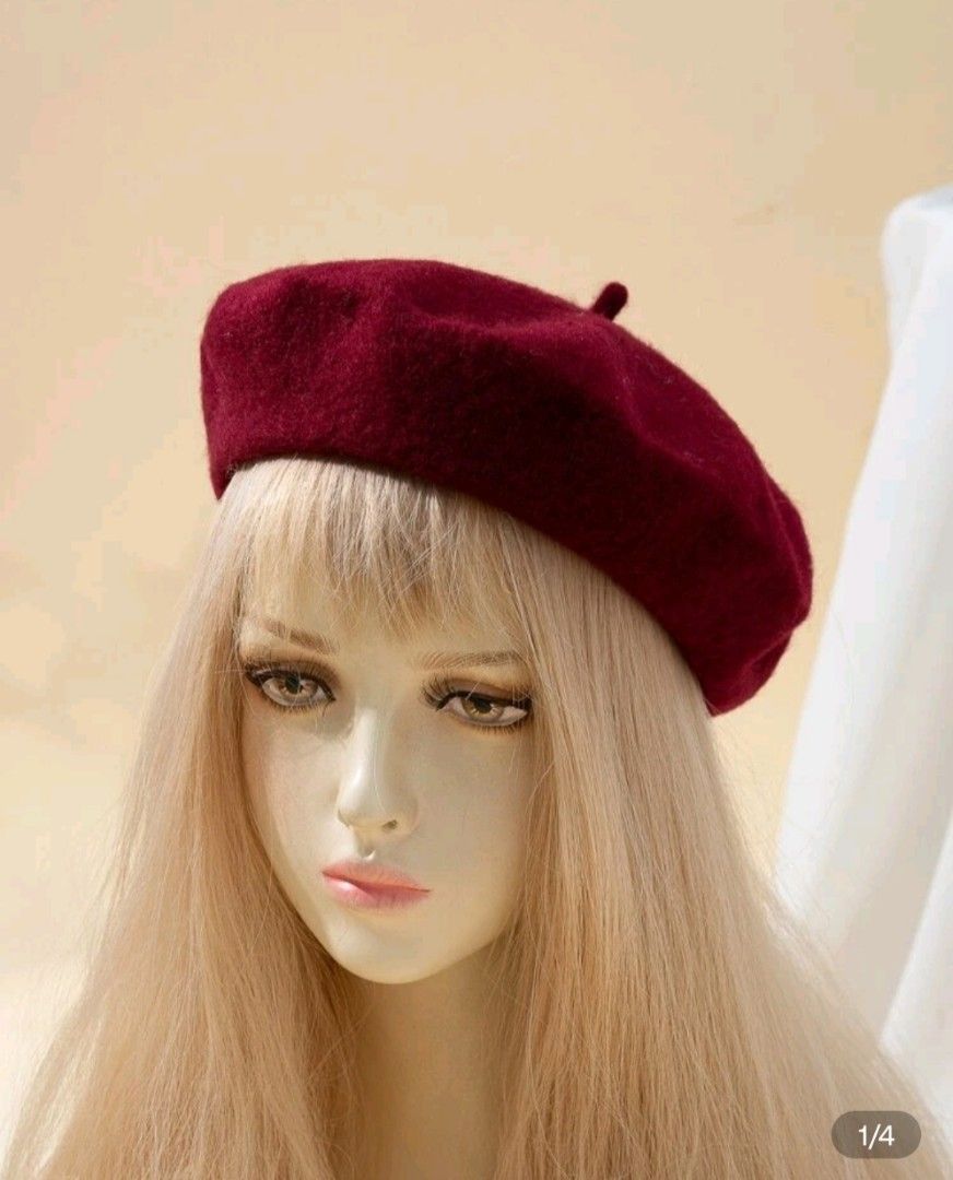 Maroon Wool Beret Hat (Category: Hats & Beanies) located in Las Pinas. Submitted by jazzrillejaebrille (Listing ID 1461328558, Image 1). Description: - Classic maroon beret - Made of soft wool - Keeps you warm - Adds a stylish touch to any outfit - Easy to wear and versatile - Perfect for fall and winter seasons - A must-have accessory.