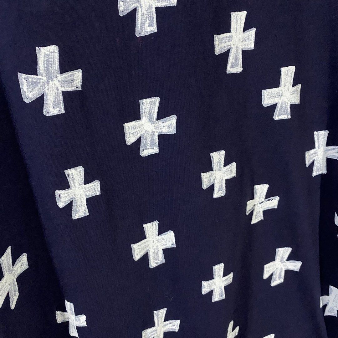Mercibeaucoup Multi Cross Shirt (Category: Luxury Apparel) located in Baguio. Submitted by goodfinds2600v2 (Listing ID 1461516985, Image 2). Description: Size on tag: 1 fits M Dimensions: L-26.5 W/Bust-21.5 Description: unisex, boxy fitting Condition: Very good Issue/s: small discoloration .