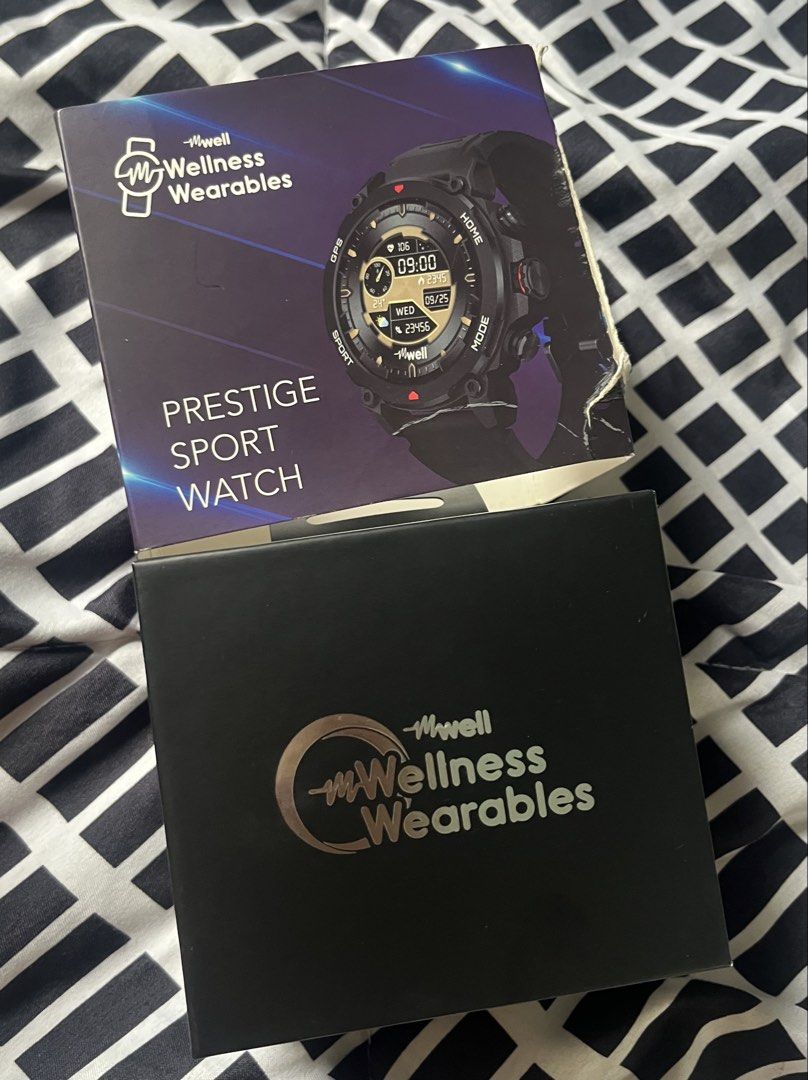 mWell Prestige Sport Smartwatch (Category: Wearables & Smart Watches) located in Manila. Submitted by harrypags (Listing ID 1461357862, Image 2). Description: Steal price below SRP - mWell Prestige Sport Smartwatch - your all-in-one fitness tracker! - Built-in GPS, Compass, Altimeter, and Barometer for outdoor adventures. - Track over 100 different exercises with precision. - Monitor your Heart Rate, SPO2, and Blood Pressure on the go. - Counts y