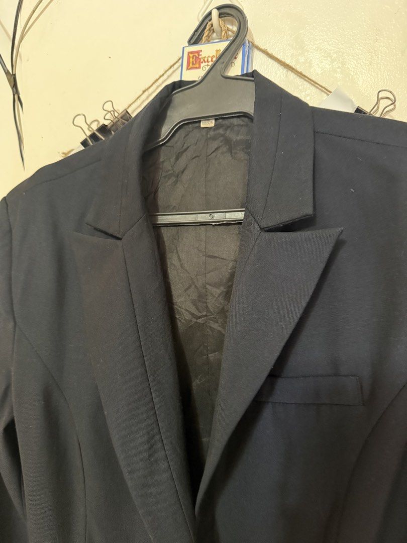 Navy Blue Blazer (Category: Coats, Jackets and Outerwear) located in Quezon City. Submitted by sunnyseven7 (Listing ID 1461362902, Image 2). Description: XL on tag But fits S-L best Missing button at the back.