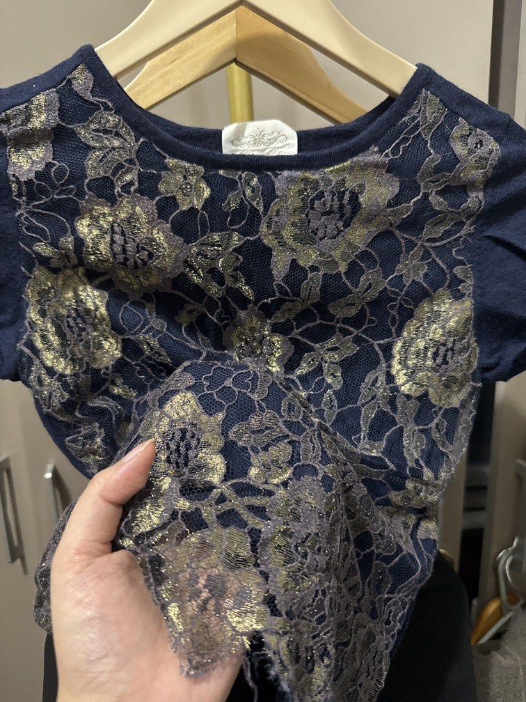 Navy Blue Laced Knitted Top (Category: Shirts) located in Mexico. Submitted by studioleraph (Listing ID 1461461994, Image 2). Description: 🛍️ Perfect for your personal wardrobe or reseller business 🫶 👗 The actual item being sold is the original garment shown in the product photos. Small differences in fit, drape, color, texture, or details may occur. 💌 Condition: • Preloved; Please wash the items before wearing. • Please manage expectations a