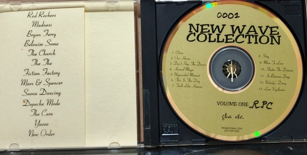 New Wave Collection Volume 1 CD Compilation (Category: CDs & DVDs) located in Manila. Submitted by ruelcabrer77078 (Listing ID 1461510226, Image 2). Description: - Compilation CD featuring classic New Wave hits - Includes tracks from Depeche Mode, The Cure, Yazoo, New Order, and more - Disc is a 'Promotional Copy - Not For Sale' - Sleeve lists all artists and song titles - Perfect for fans of 80s music.