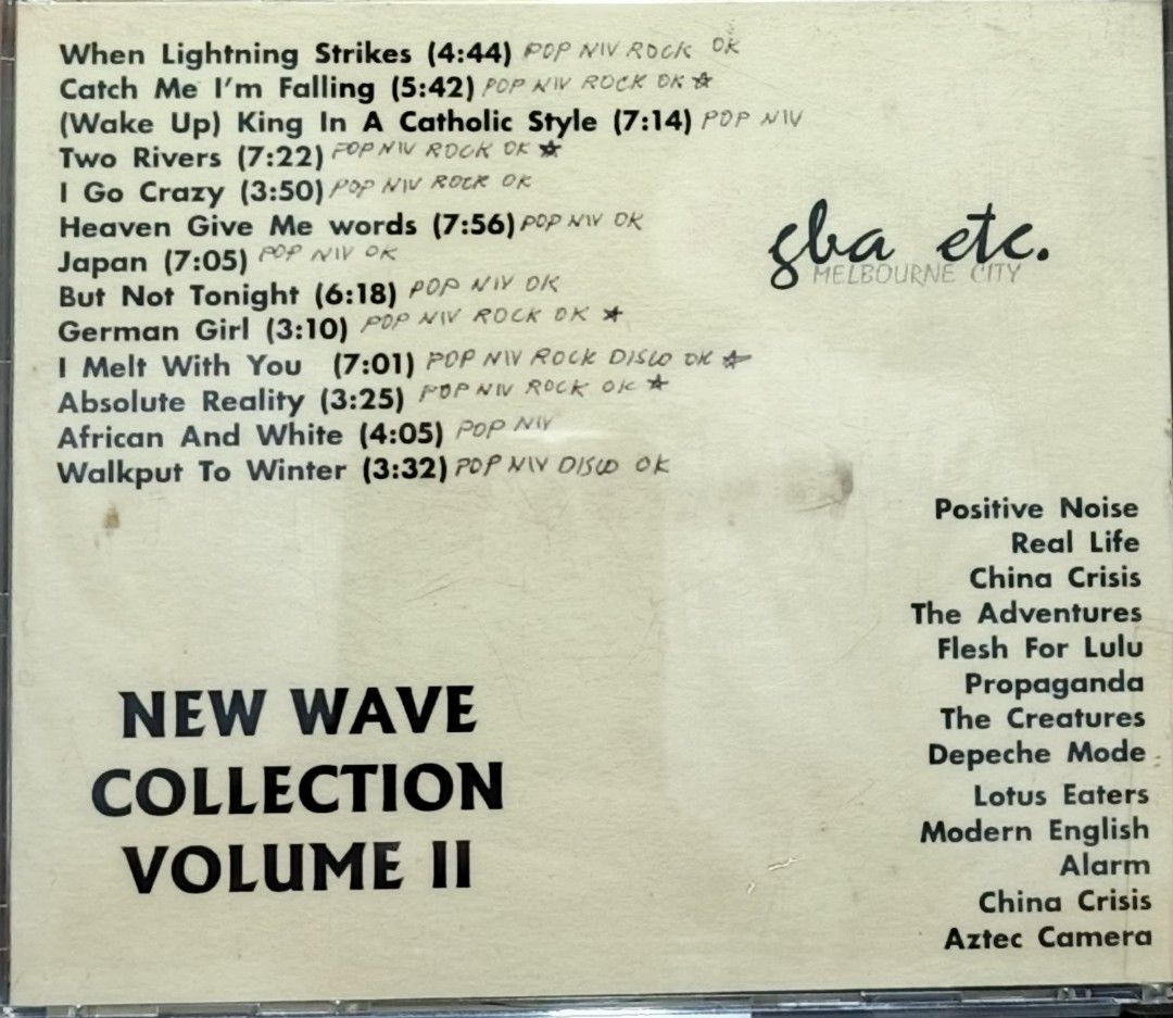 New Wave Collection Volume II CD (Category: CDs & DVDs) located in Manila. Submitted by ruelcabrer77078 (Listing ID 1461518691, Image 3). Description: - Compilation CD featuring New Wave hits - Includes tracks from Depeche Mode, Propaganda, China Crisis, and more - Disc is a 'Promotional Copy Not For Sale' - Case shows some signs of wear - Ideal for fans of 80s music.